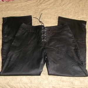 EXL lambs leather boot cut pants